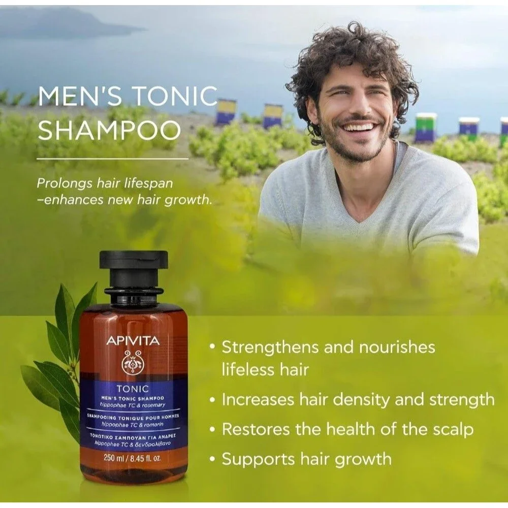 APIVITA Men's Tonic Shampoo Thinning Hair Loss Rosemary 8.45 oz 2 Pack NEW
